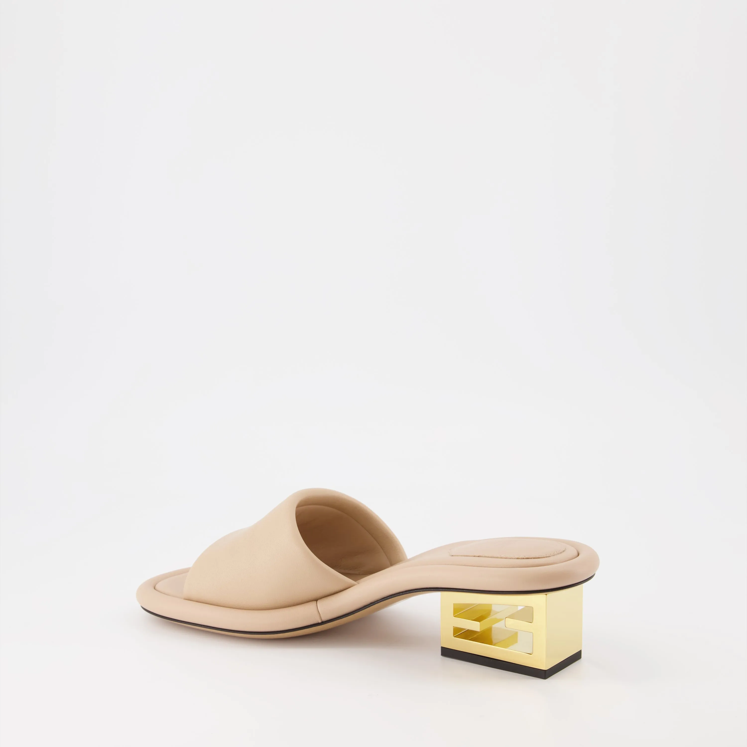 Beige Leather Baguette Mules