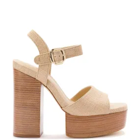 Beige Raffia Vanessa Platform Sandal