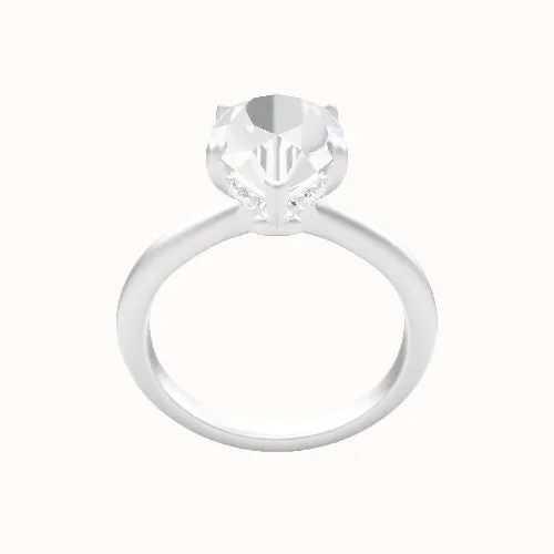 Beveled Solitaire Engagement Ring With Low Set Pave  Hidden Halo Head