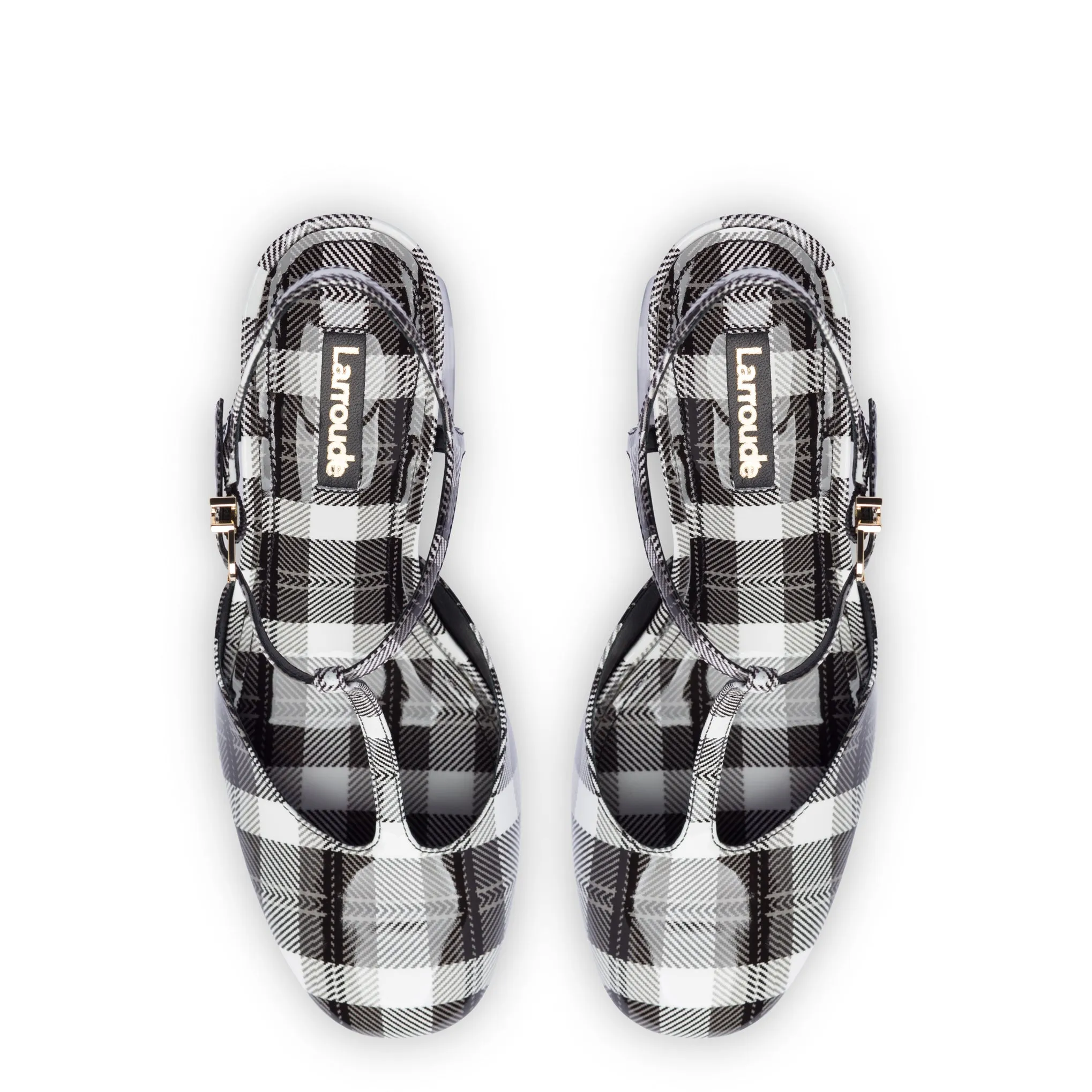 Black and White Plaid Patent Pixie Pump