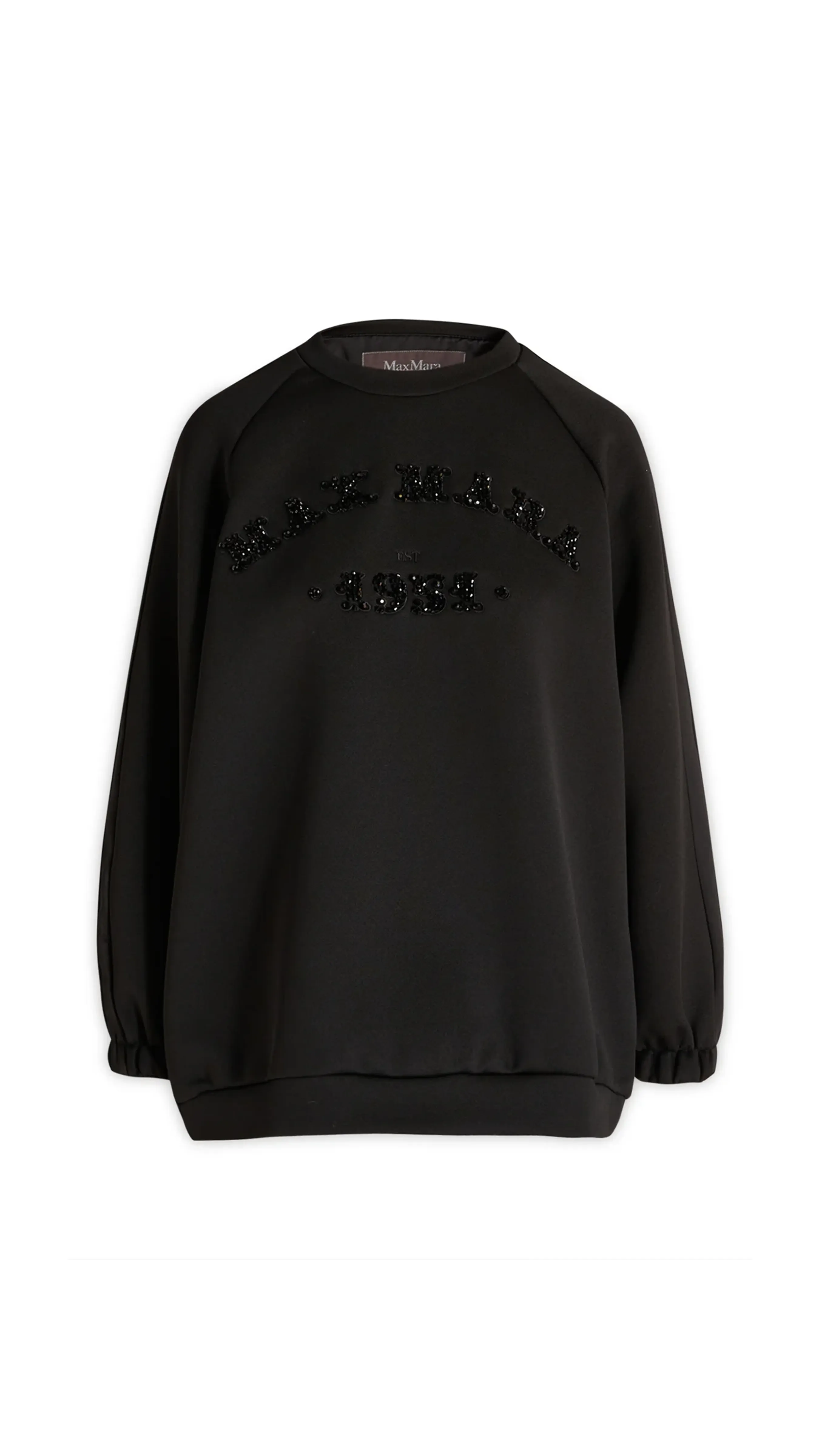 Black Beaded Puffer Sweatshirt