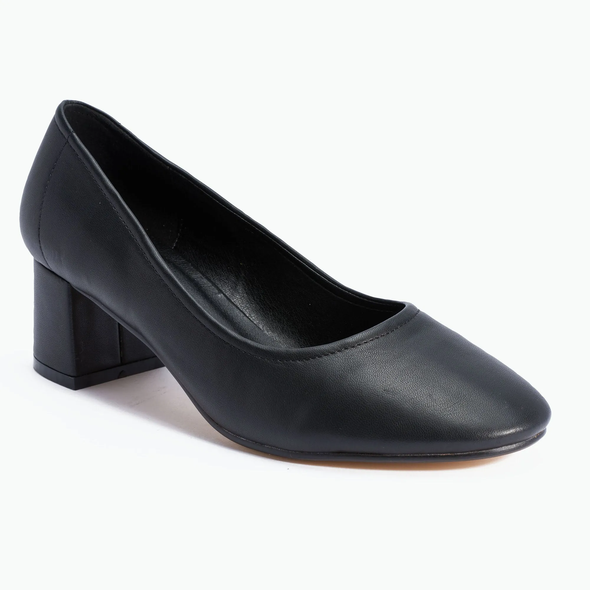 Black Classic Block Heel Pumps