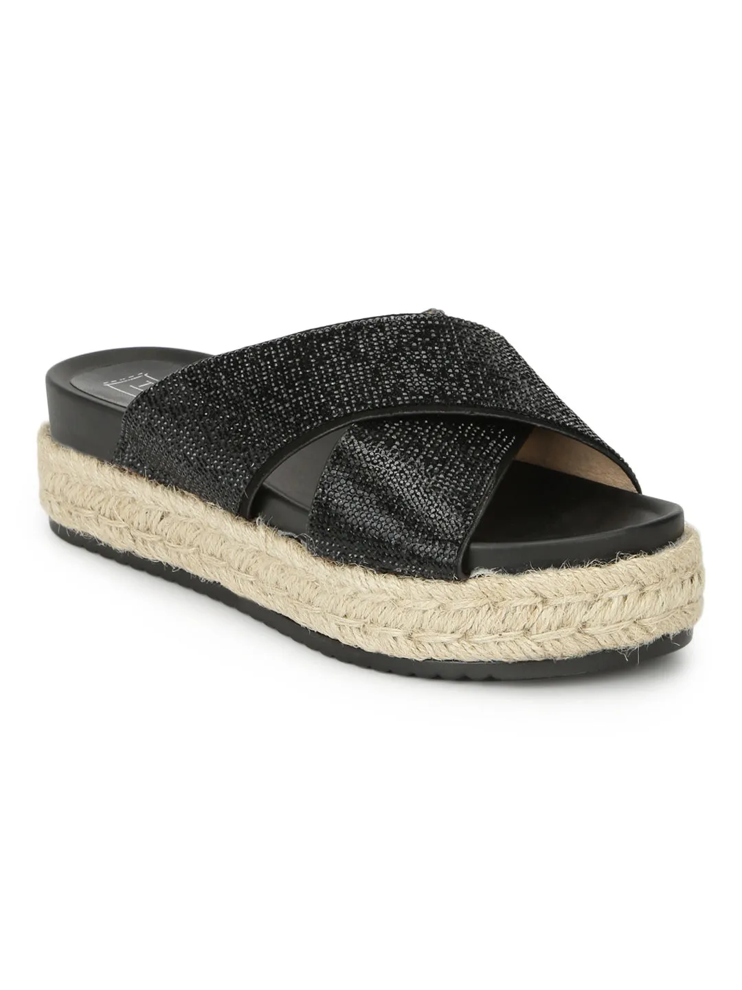 Black Diamond Platform Slip-On Wedges