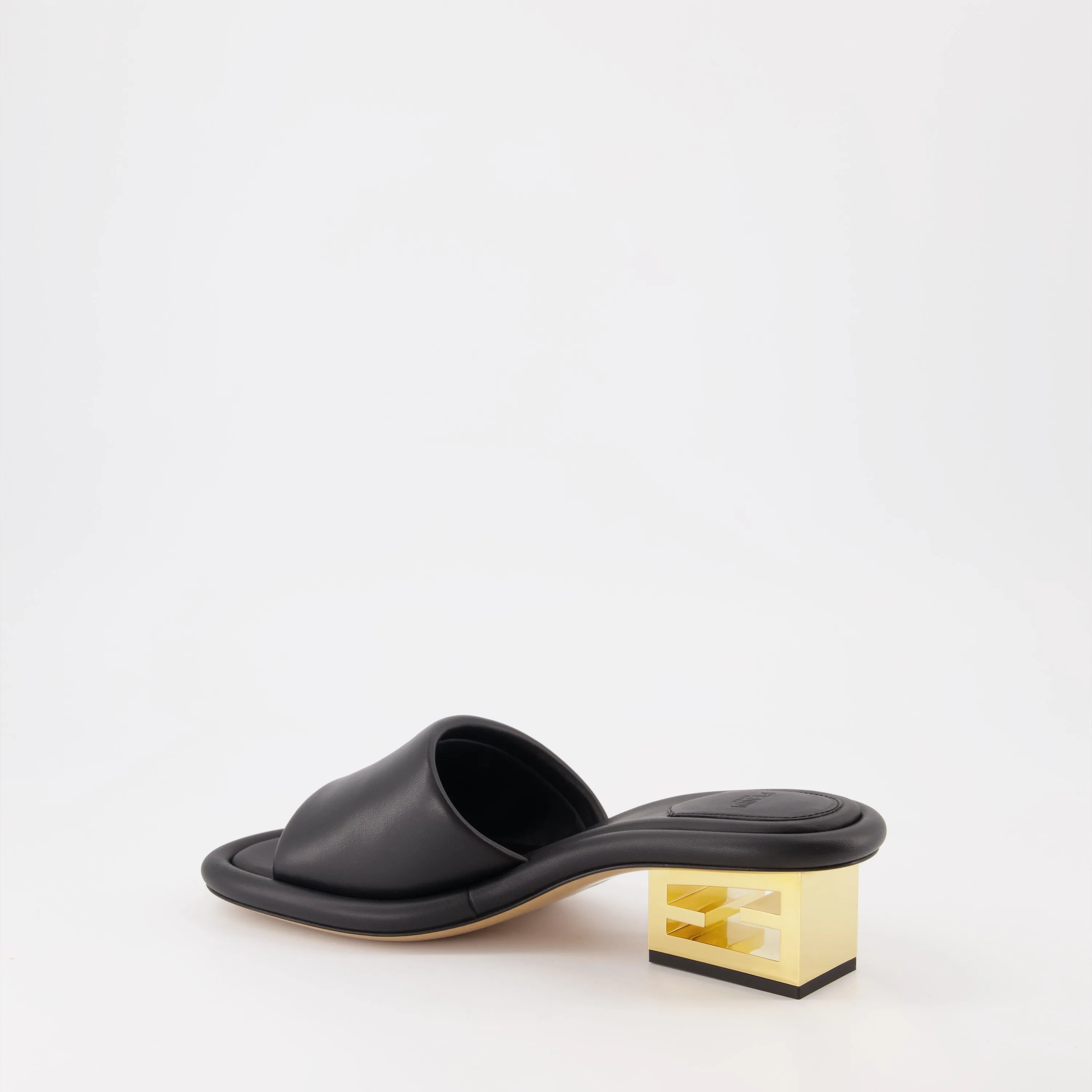 Black Leather Baguette Mules