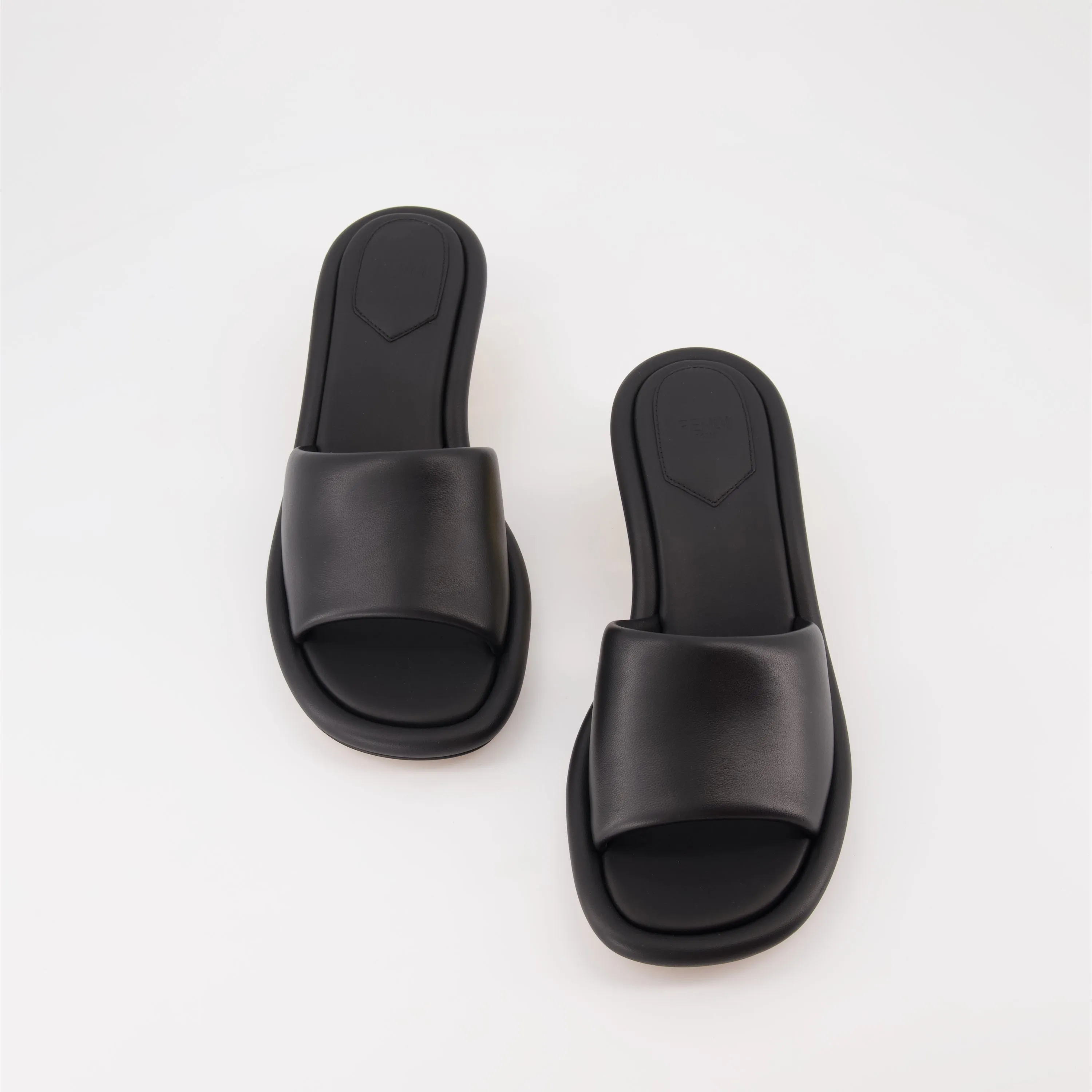 Black Leather Baguette Mules