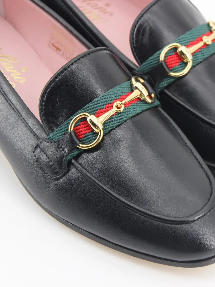 Black Leather Taormina Loafers