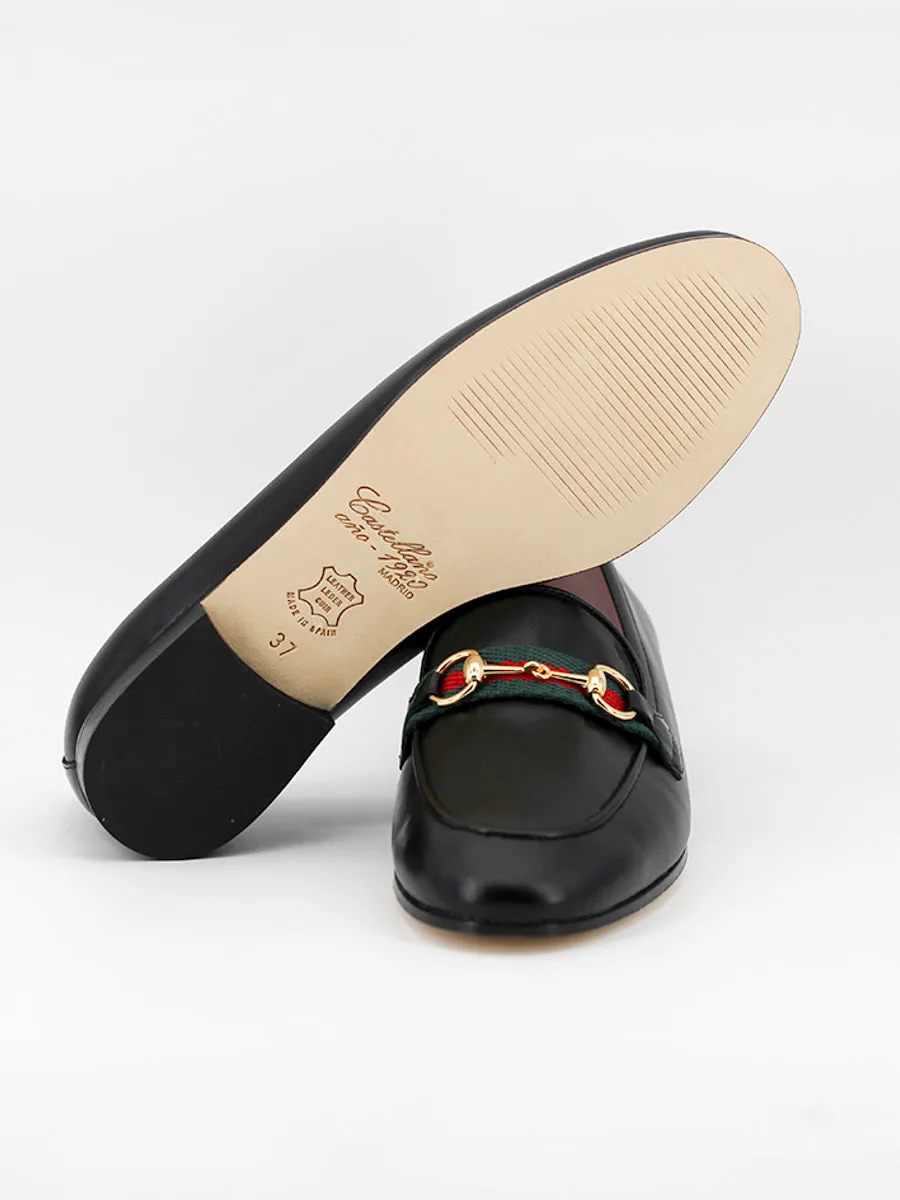 Black Leather Taormina Loafers