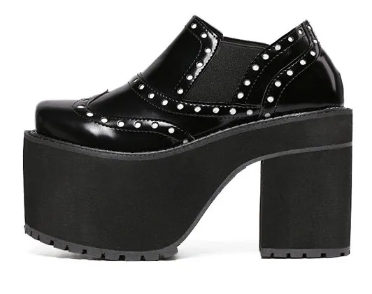 Edgy Punk Rock Creepers with Black Metal Studs for Women