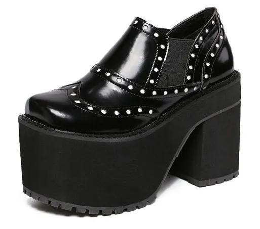 Edgy Punk Rock Creepers with Black Metal Studs for Women