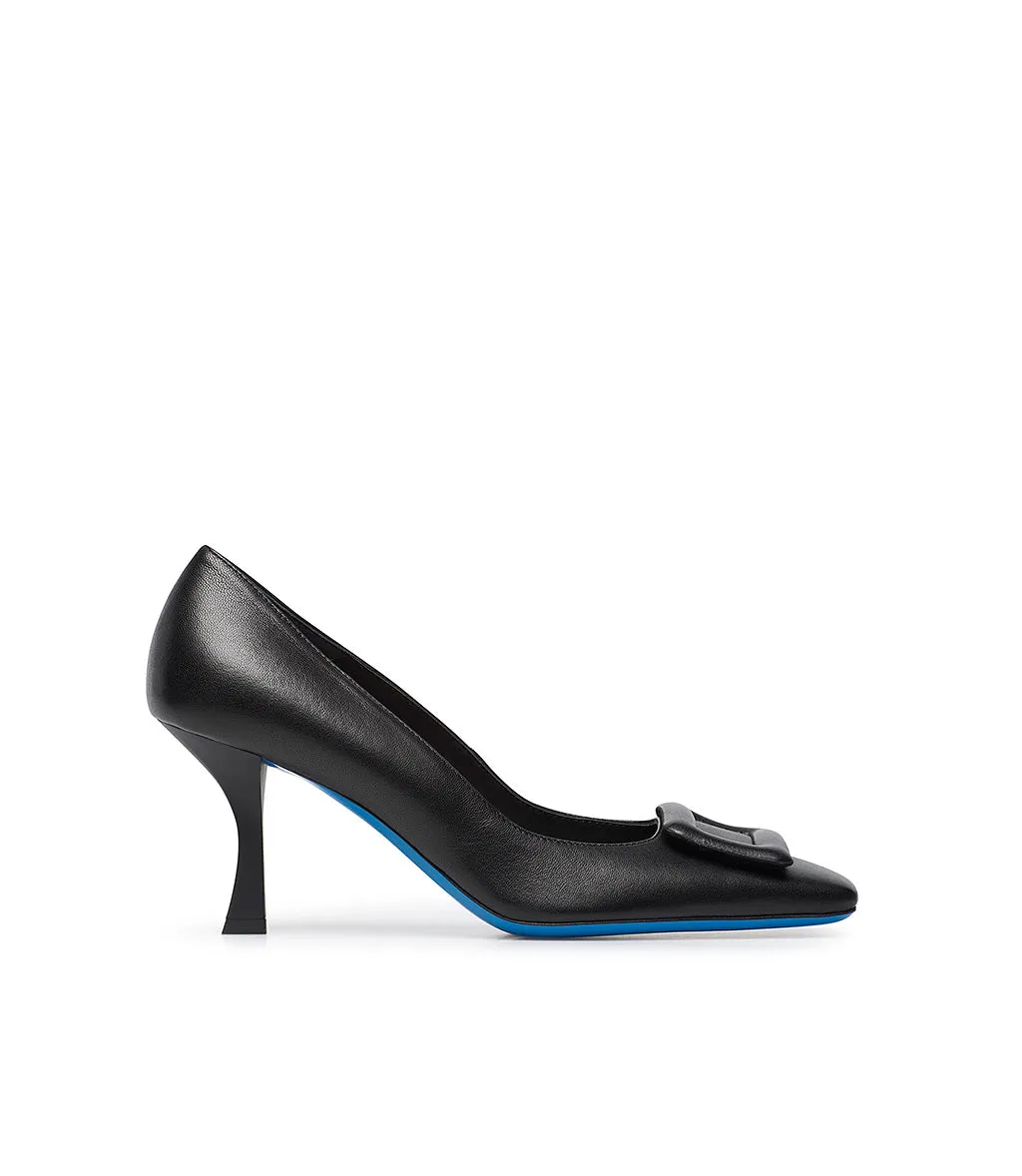 Black nappa leather pumps