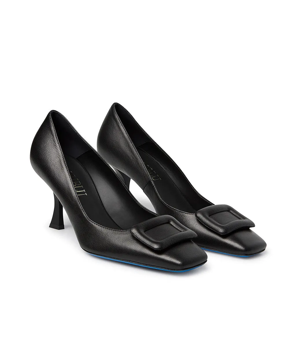 Black nappa leather pumps