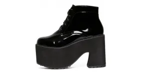 Glossy Black Patent Chunky Heel Platforms with Punk Rock Vibes