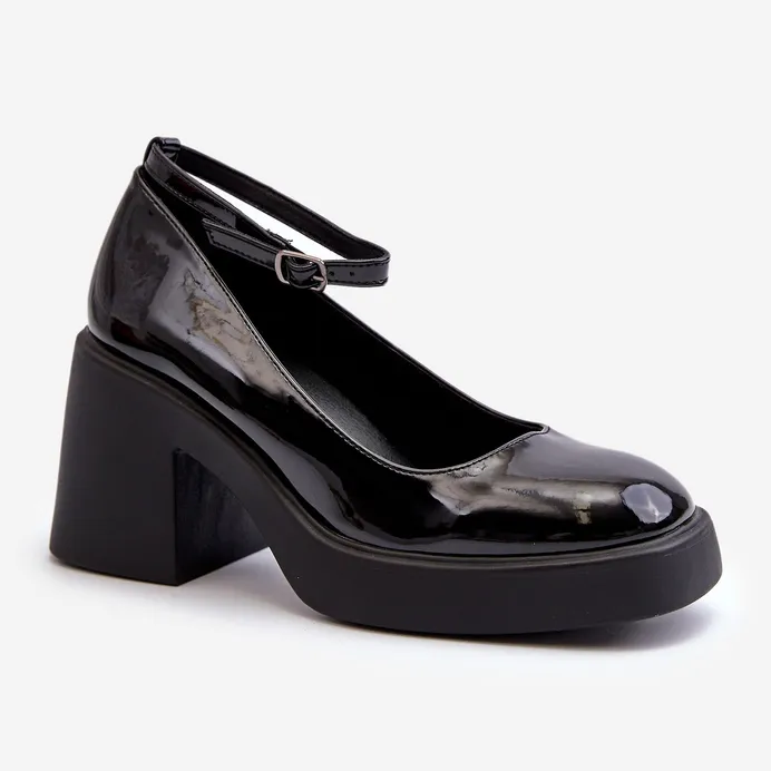 Black Patent Pumps With Massive Heels Effiba