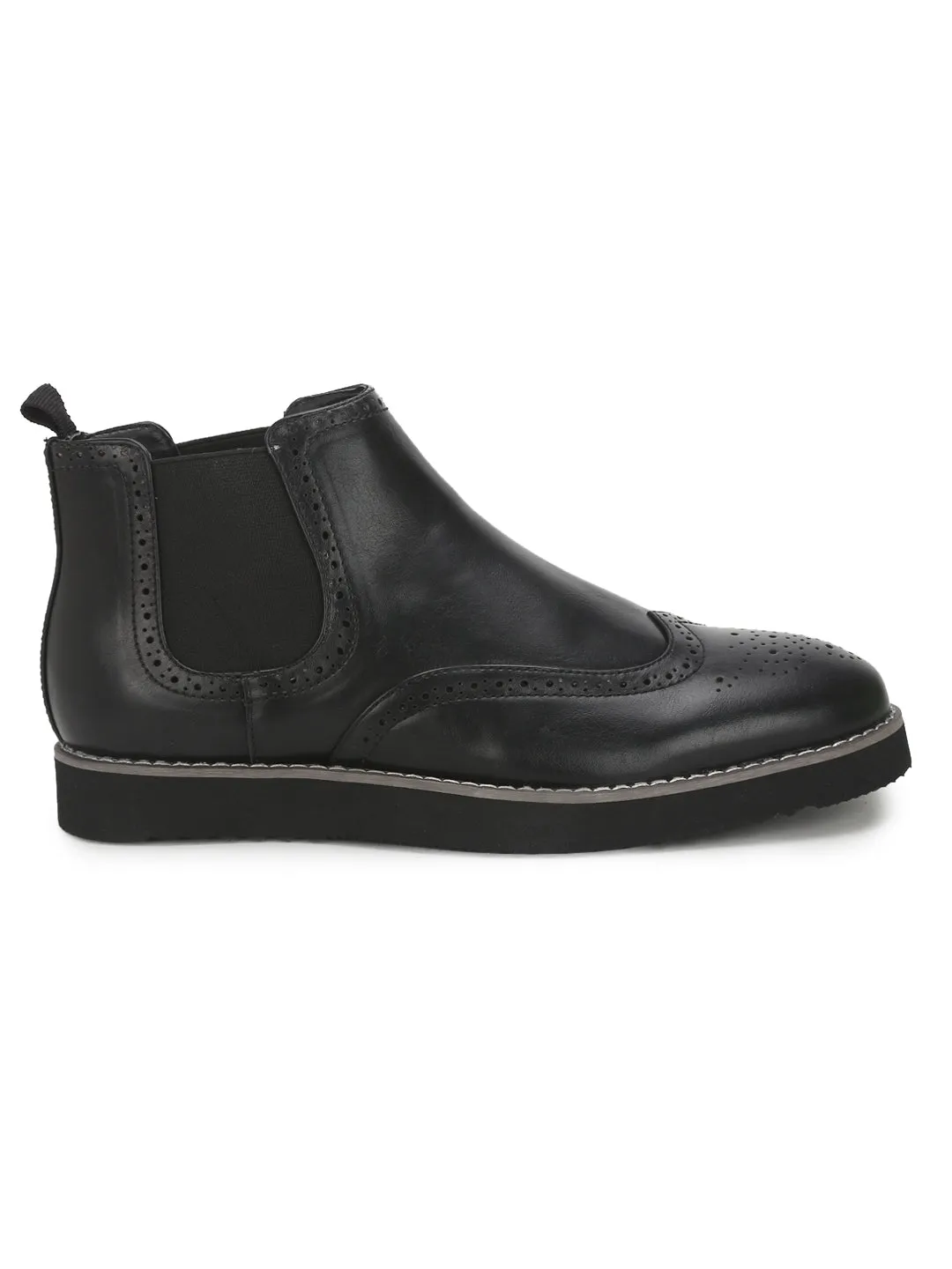 Black PU Men Ankle Boots