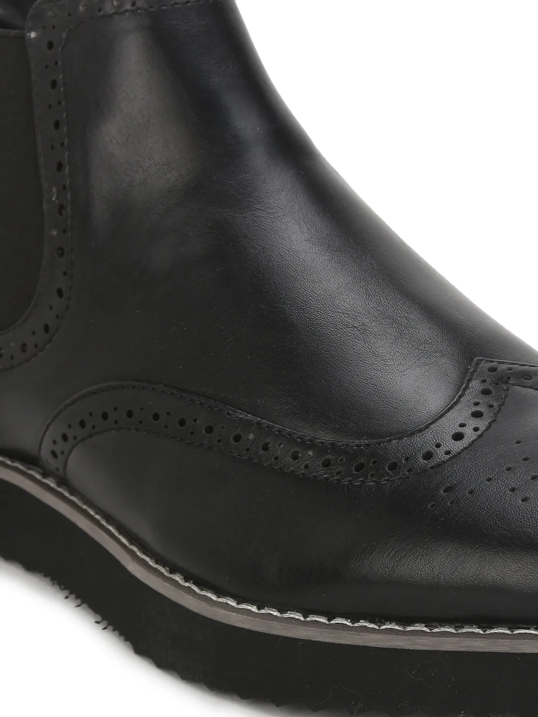 Black PU Men Ankle Boots