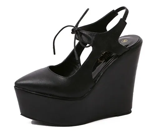 Gothic Punk Rock Platforms with Black Lace-Up Straps