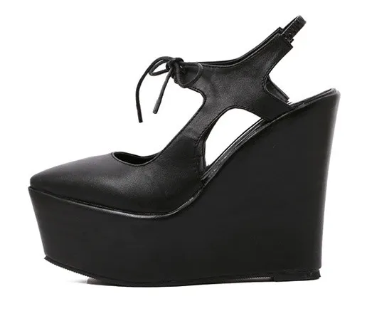 Gothic Punk Rock Platforms with Black Lace-Up Straps