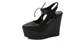 Gothic Punk Rock Platforms with Black Lace-Up Straps