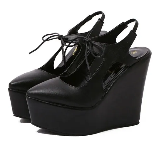 Gothic Punk Rock Platforms with Black Lace-Up Straps