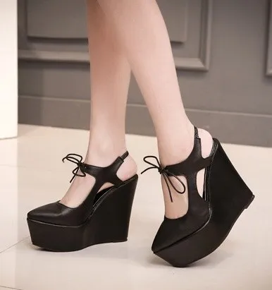 Gothic Punk Rock Platforms with Black Lace-Up Straps