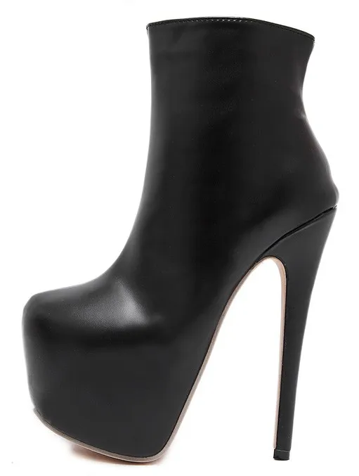 Ankle Black Stiletto High Heels Punk Rock Platforms