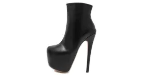 Ankle Black Stiletto High Heels Punk Rock Platforms