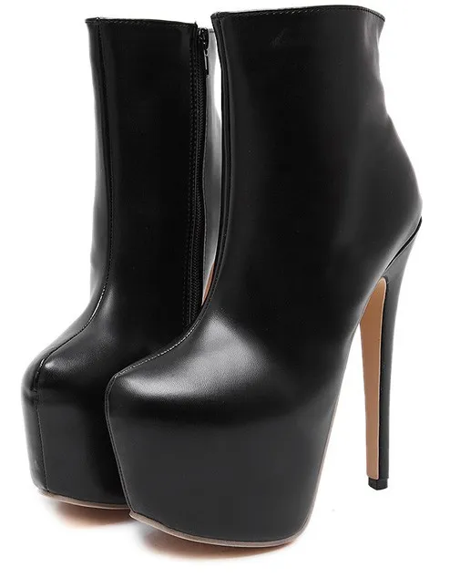 Ankle Black Stiletto High Heels Punk Rock Platforms