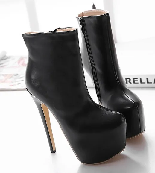 Ankle Black Stiletto High Heels Punk Rock Platforms