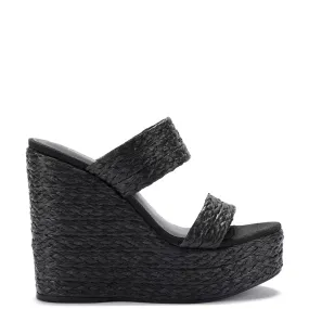 Black Raffia Pamela Wedge