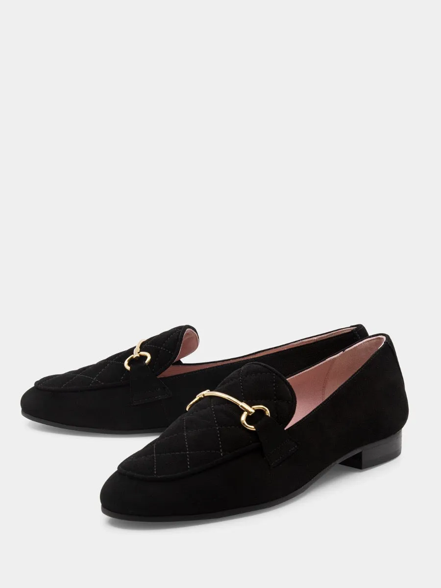 Black suede leather Nola loafers.