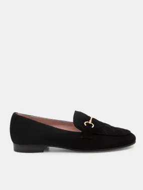 Black suede leather Nola loafers.