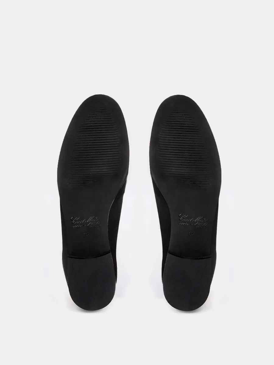 Black suede leather Nola loafers.