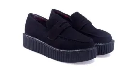 Retro Black Suede Platforms Oxfords Creepers