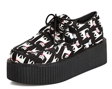 Black White Cats Cartoon Platforms Creepers Oxfords