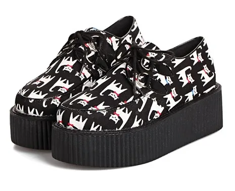 Black White Cats Cartoon Platforms Creepers Oxfords