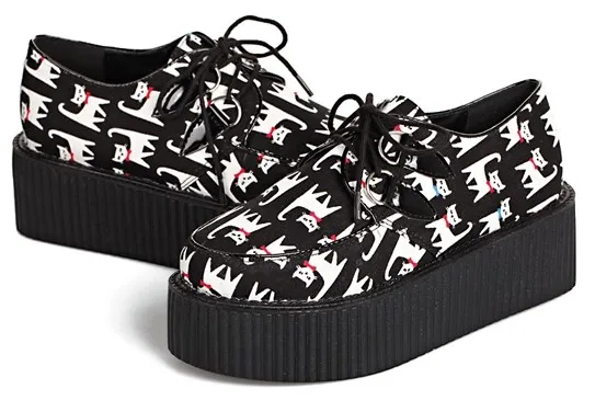 Black White Cats Cartoon Platforms Creepers Oxfords