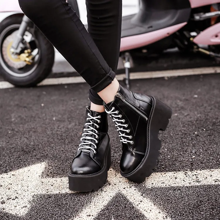 Punk Rock Chunky Block Platforms Dress Shoes Boots