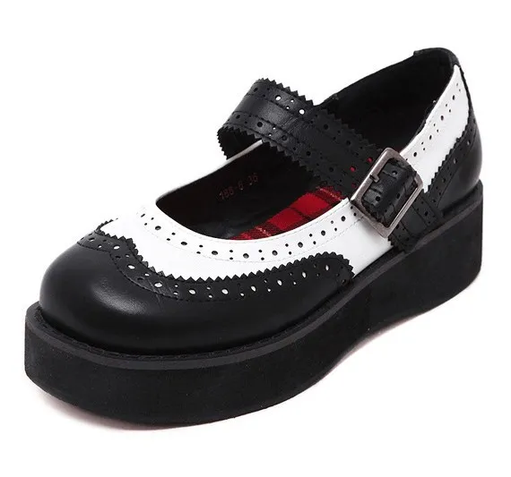 Monochrome Mary Jane Platforms with Classic Lolita Style