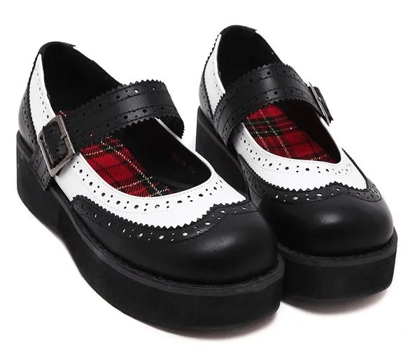 Monochrome Mary Jane Platforms with Classic Lolita Style