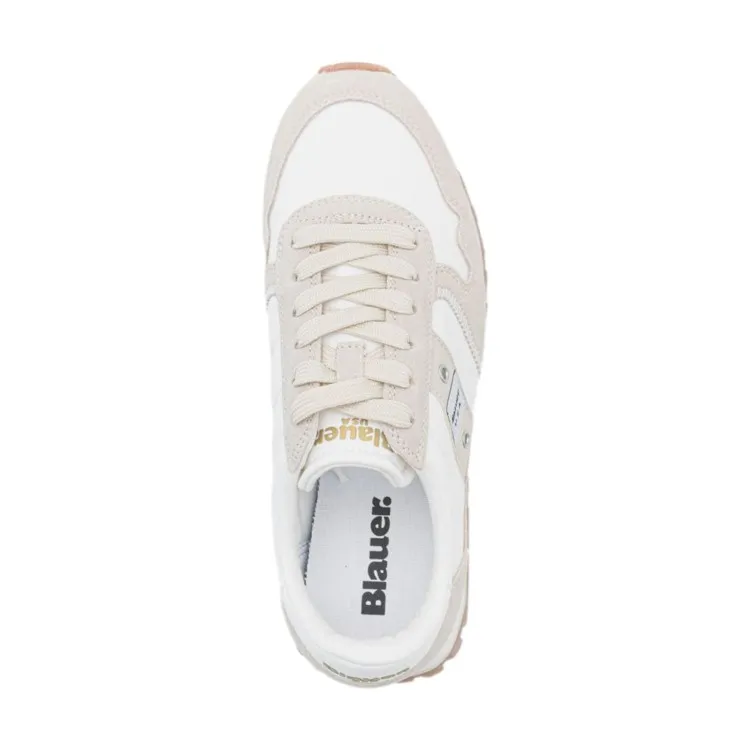 White Lace-Up Blauer S4MILLEN01/NYG Women's Sneakers