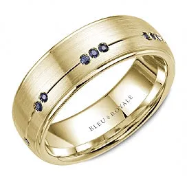 Bleu Royale 14K Gold and Sapphires Men's Wedding Band RYL-011YS75