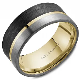 Bleu Royale 14K Gold, Tantalum and Forged Carbon Fiber Men's Wedding Band RYL-201RBT9