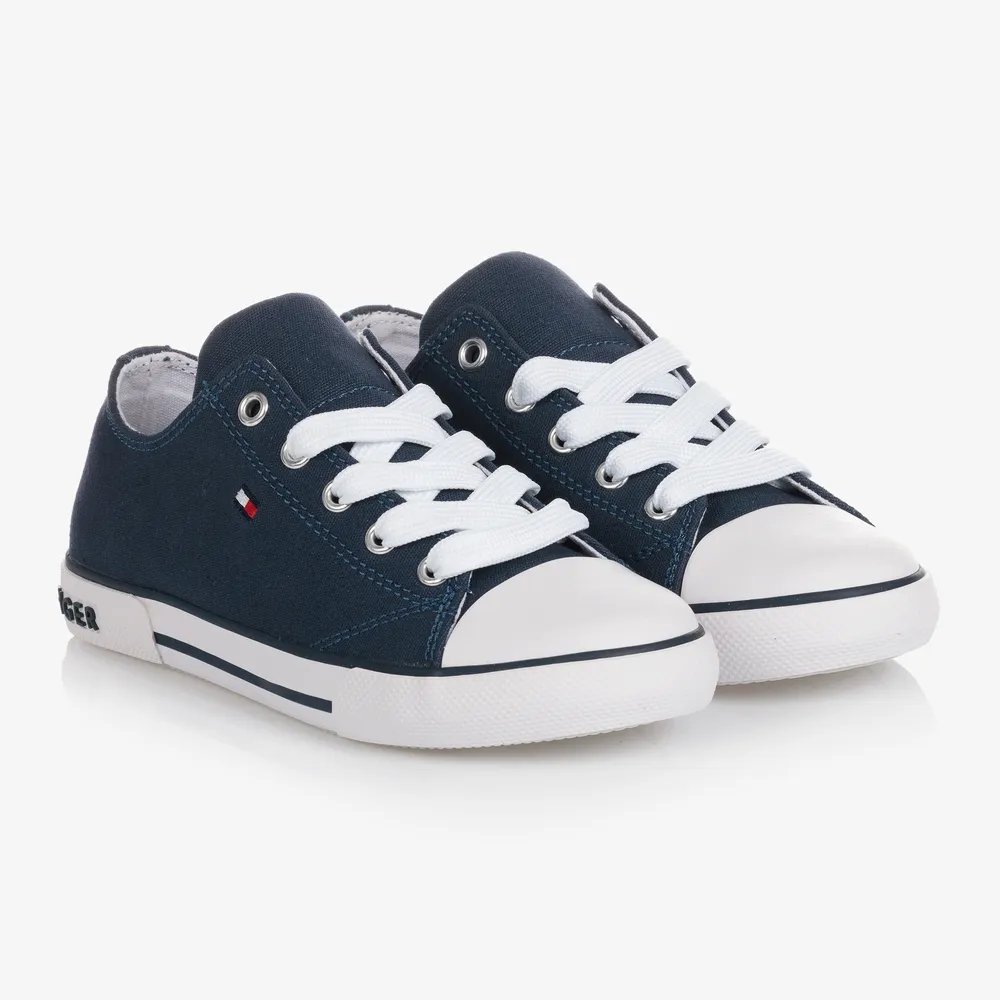 Blue Canvas Lace-Up Trainers