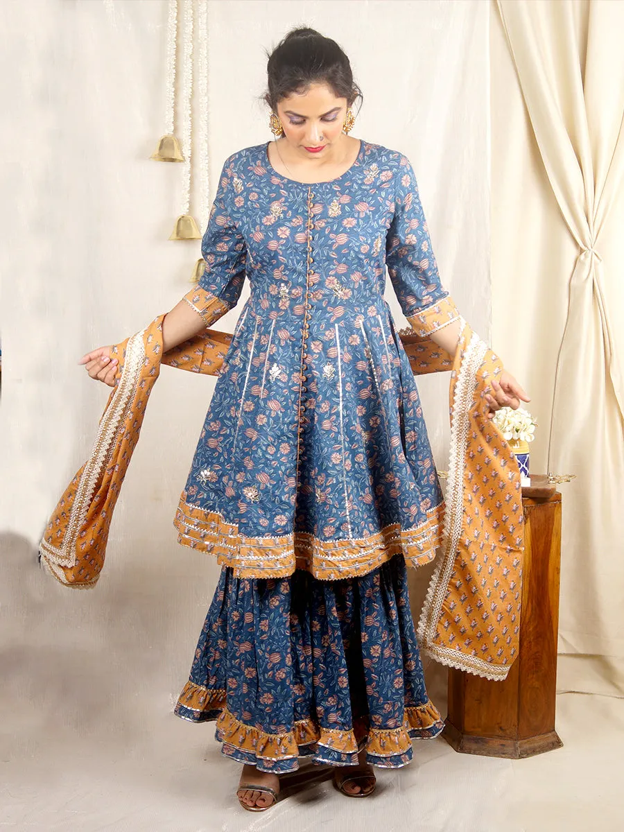 Blue Fitoor Sharara Set with Dupatta