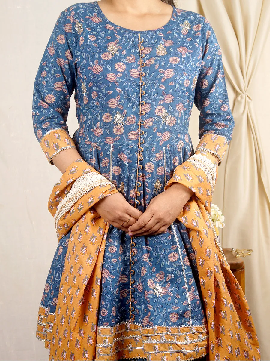 Blue Fitoor Sharara Set with Dupatta