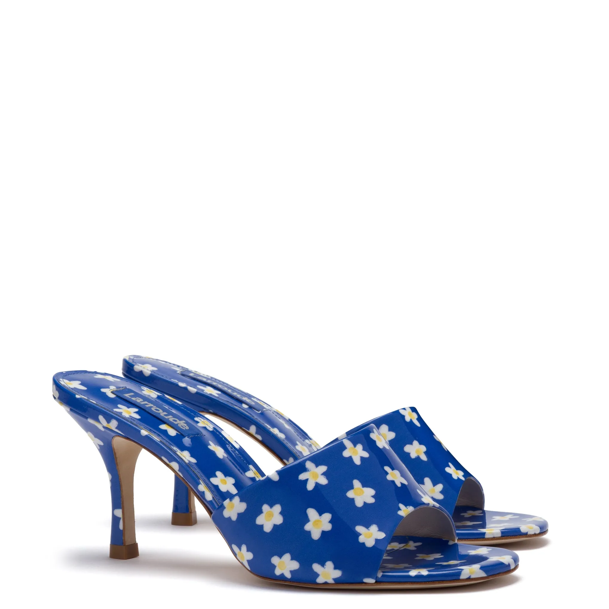 Blue Floral Patent Leather Colette Mule