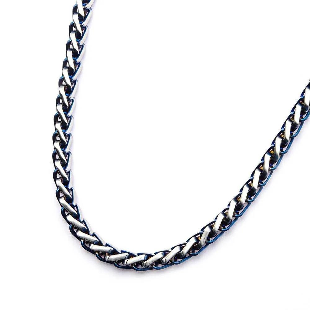 Blue Ion-Plated Stainless Steel Franco Necklace