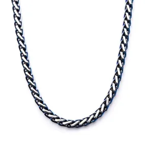 Blue Ion-Plated Stainless Steel Franco Necklace