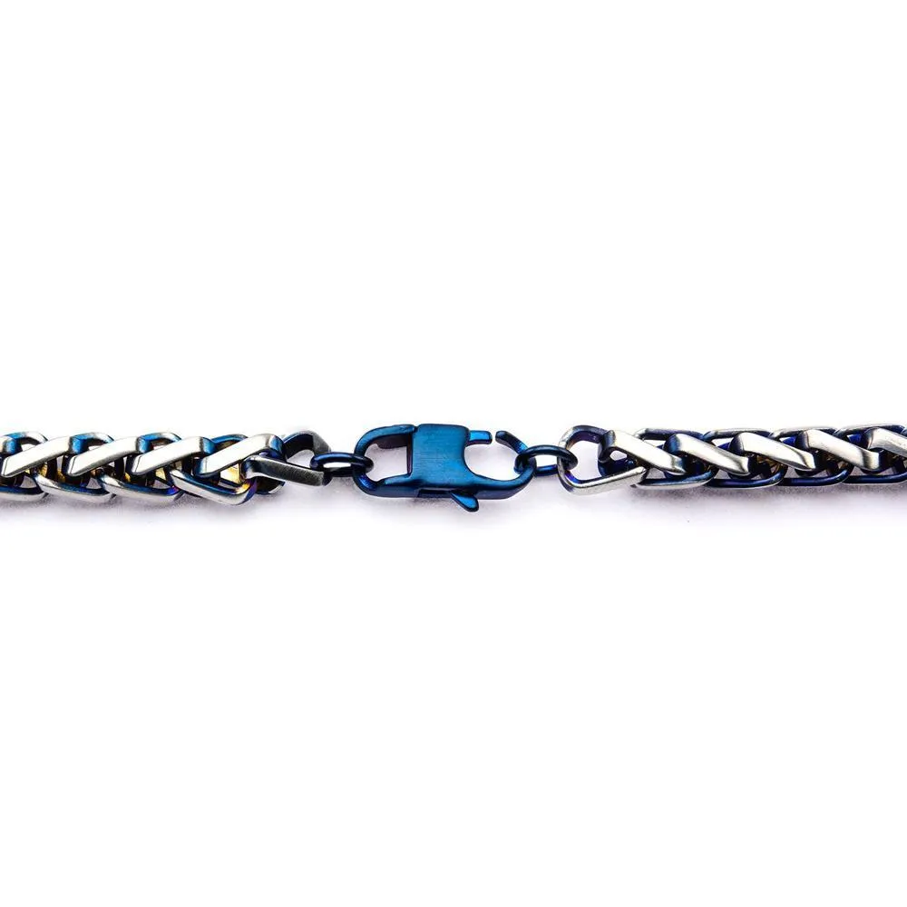 Blue Ion-Plated Stainless Steel Franco Necklace