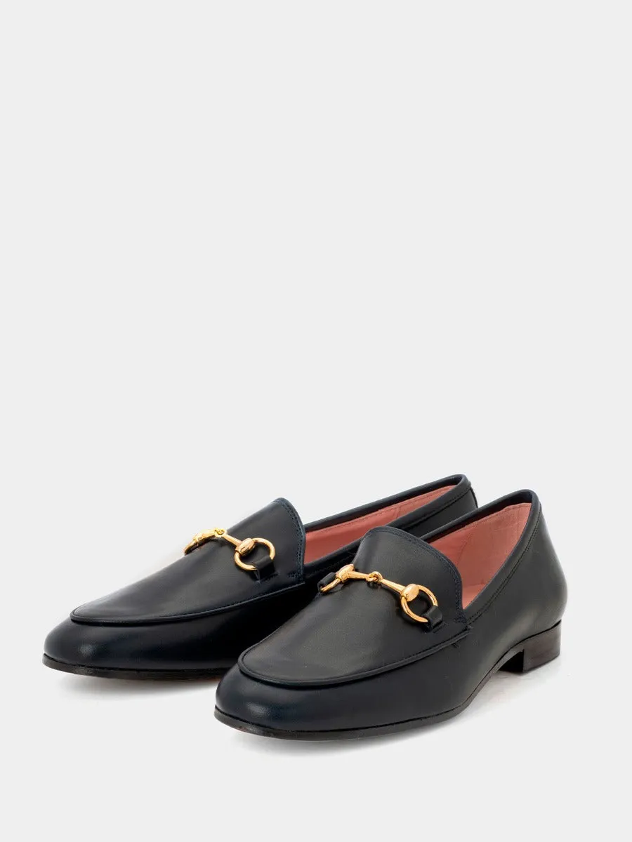 Blue leather Genova loafers.